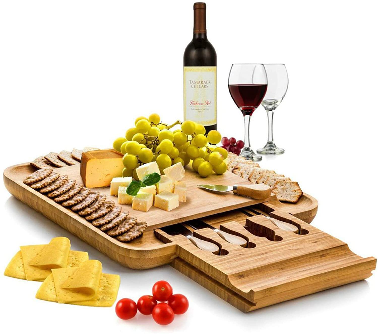 Premium Bamboo Cheese Board Set -