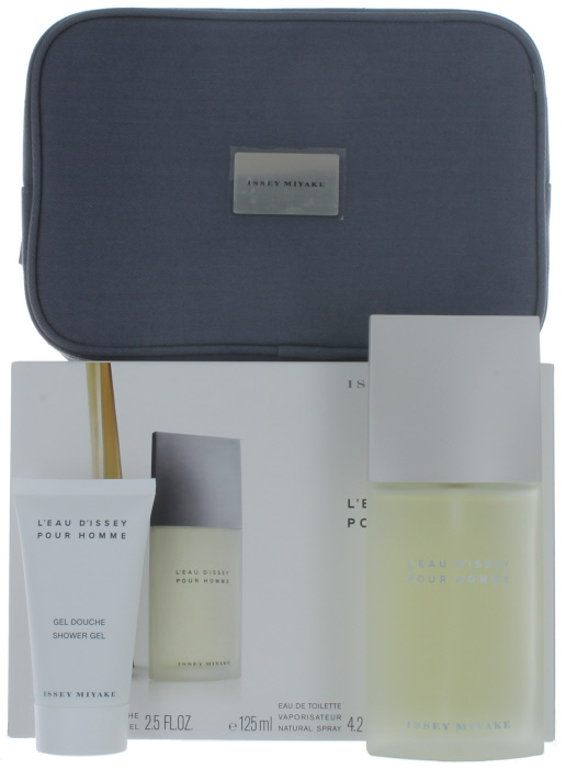 L'eau D'issey Pour Homme by Issey Miyake for Men Pouch SET: EDT Cologne Spray 4.2 oz.+Shower Gel 3.4 oz. New in Box