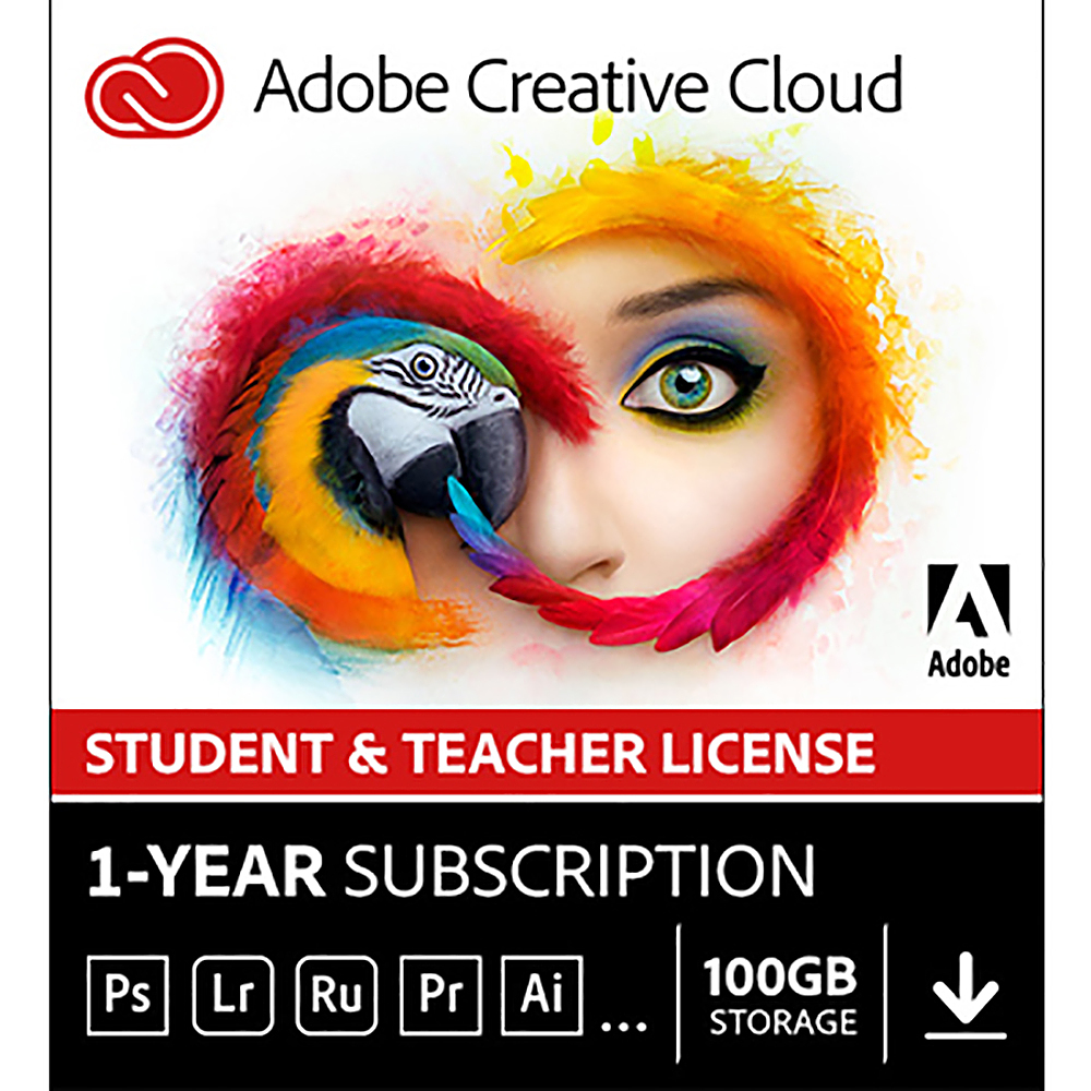 Adobe Creative Cloud Student and Teacher Edition (1-Year Prepaid Subscription Card) - Mac|Windows