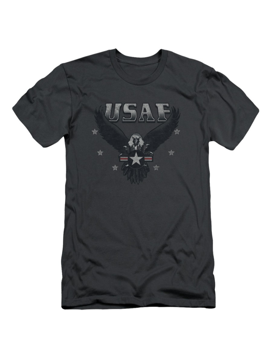 Air Force USAF Flying Eagle Emblem Stars and Stripes Adult Slim T-Shirt