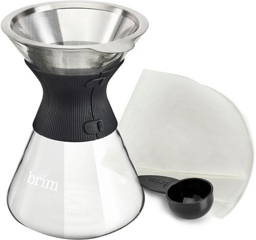 Brim - 6-Cup Pour Over Coffee Maker Kit - Clear/Black