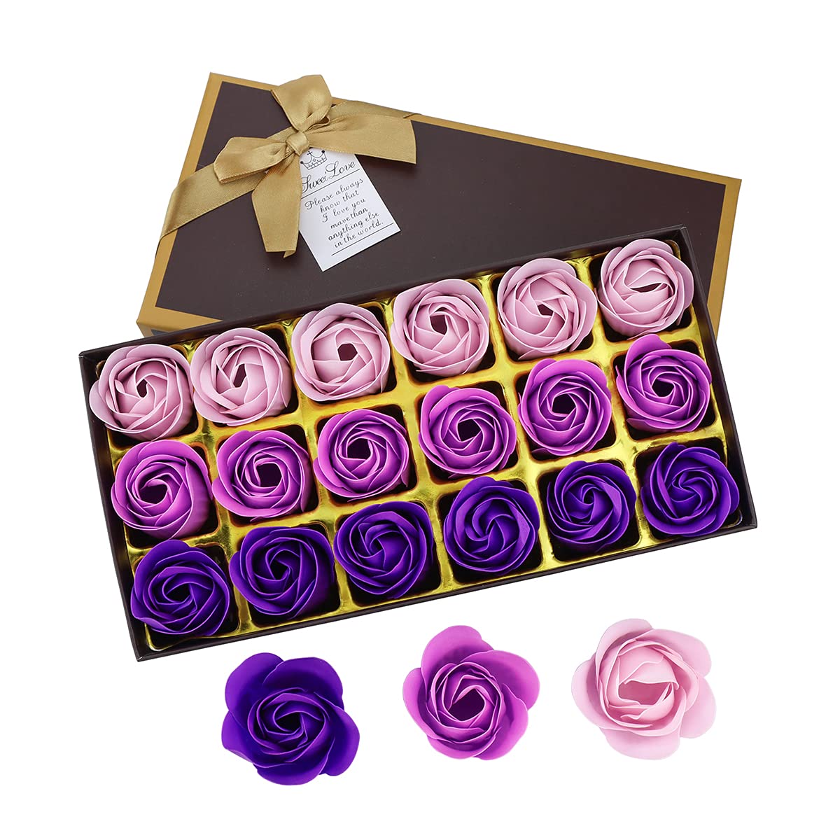 JIALEEY Floral Scented Bath Soap Rose Flower Petals, 18 PCS Purple
