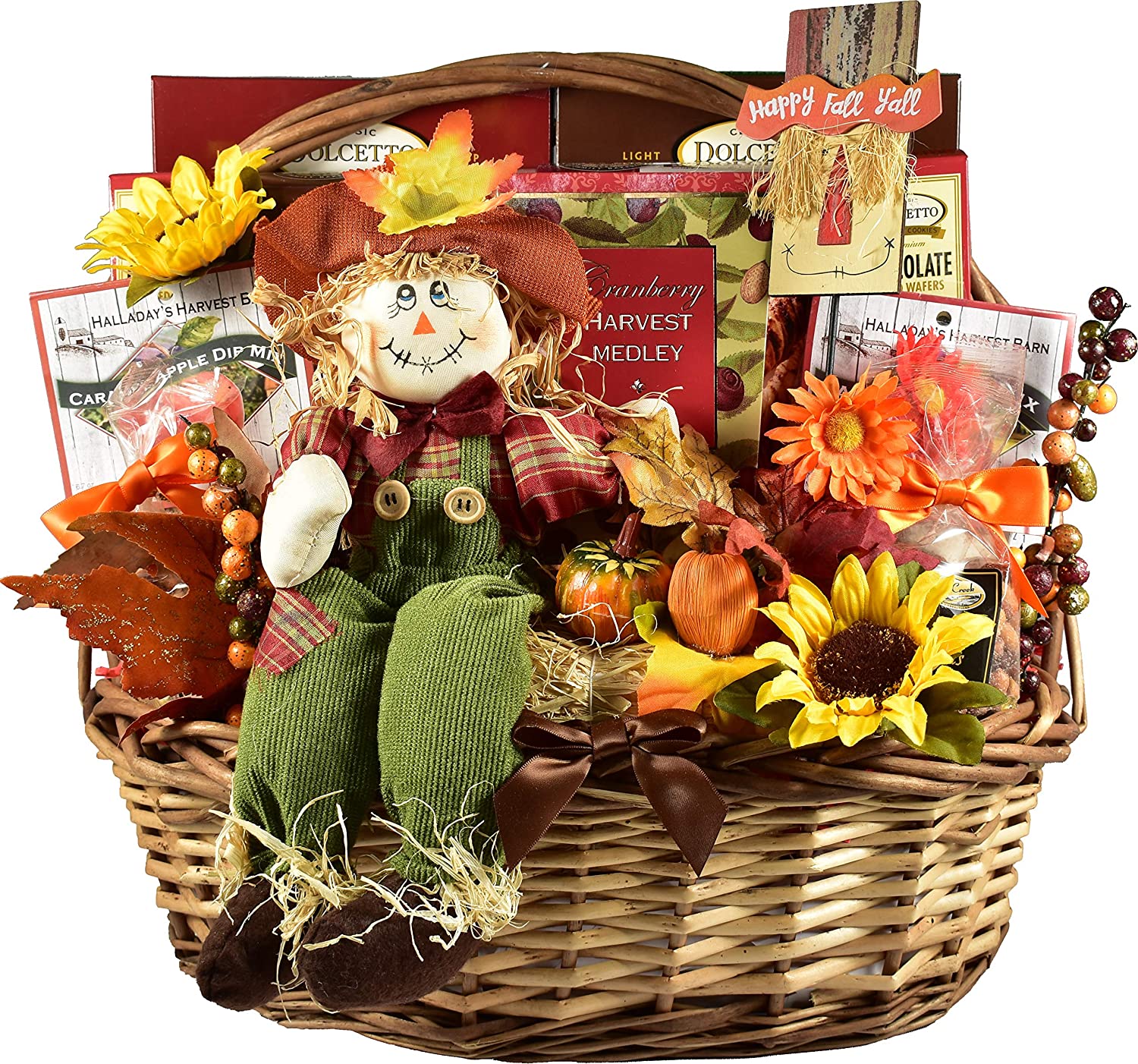 Gift Basket Village Its Fall, Yall, Large Fall Gift Basket With Scarecrow & Gourmet Seasonal Snack Items