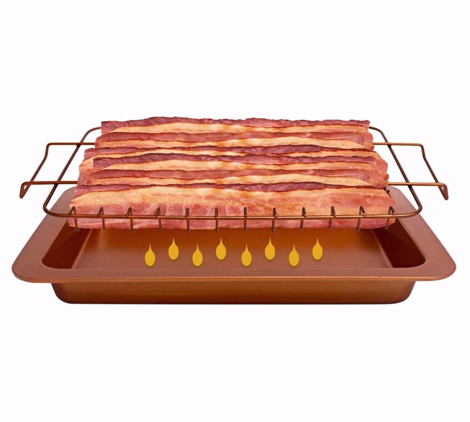Gotham Steel Bacon Bonanza, 12 Slice Nonstick Copper 2-Piece Set, Includes Bacon Cooker and Drip Tray, As Seen on TV
