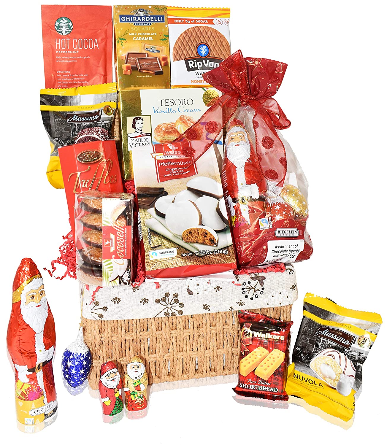 Christmas Gift Baskets - Santa, Chocolate, Cookies, Gourmet, Snacks, Food, Holiday Care Package