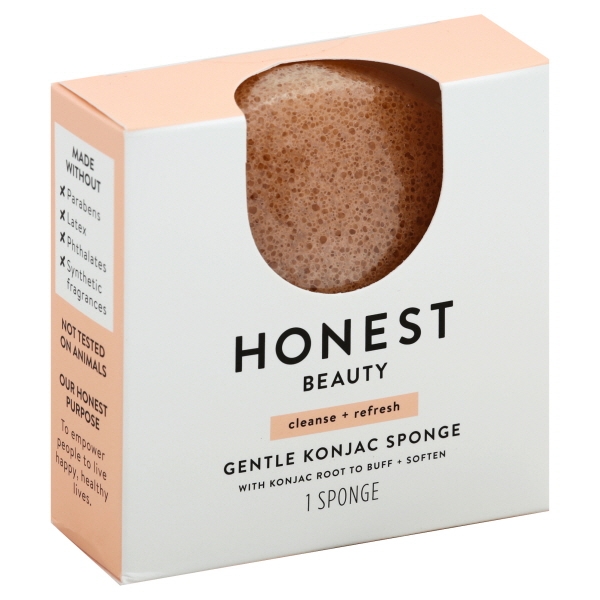 Honest Beauty Gentle Konjac Sponge with Pink Kaolin Clay | Paraben Free, Dermatologist Tested, Cruelty Free | 1 Sponge