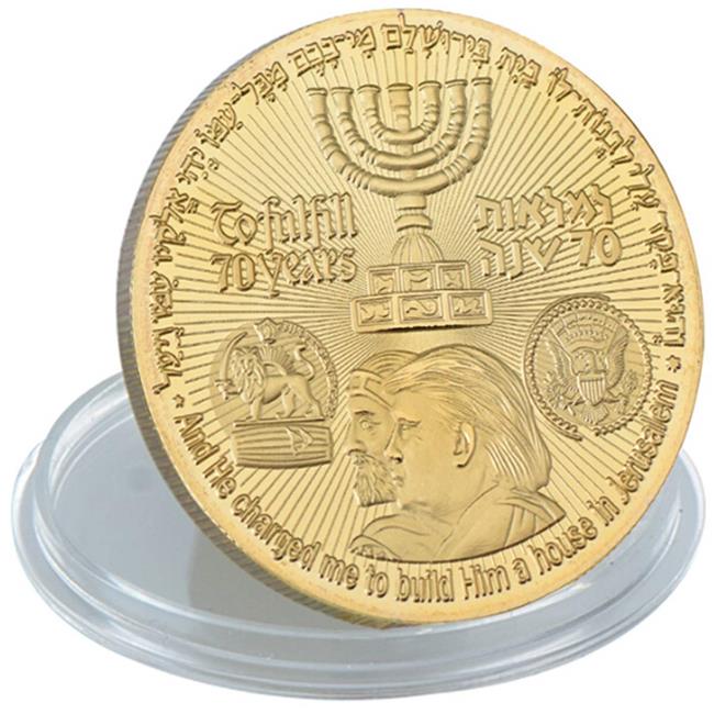 Blinkee TJJGPCCS Trump Temple Jewish Jerusalem Plated Gold Coins