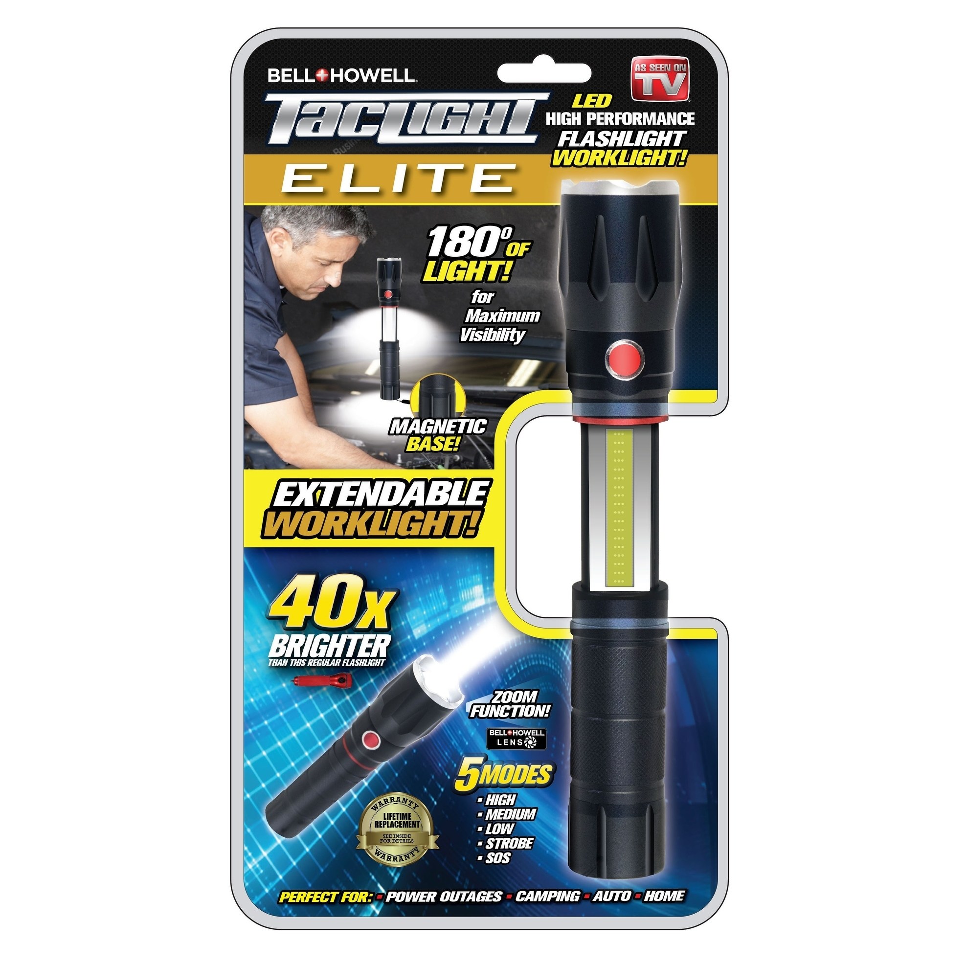 Bell + Howell TacLight Elite 2-in-1 Flashlight and Lantern in One, 40x Brighter - As Seen on TV