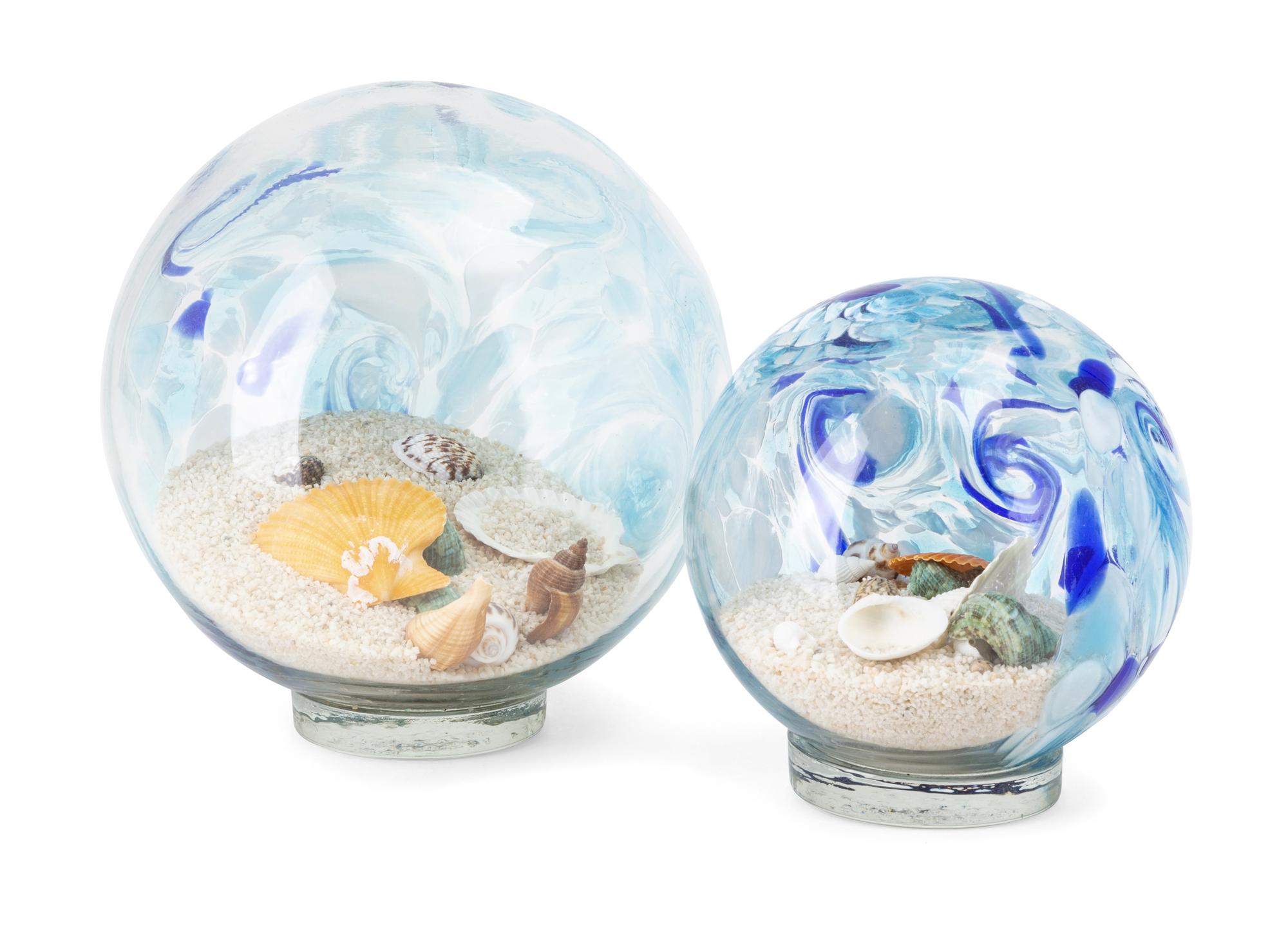 Imax Set Of 2 Adams Art Glass Globes 48220-2