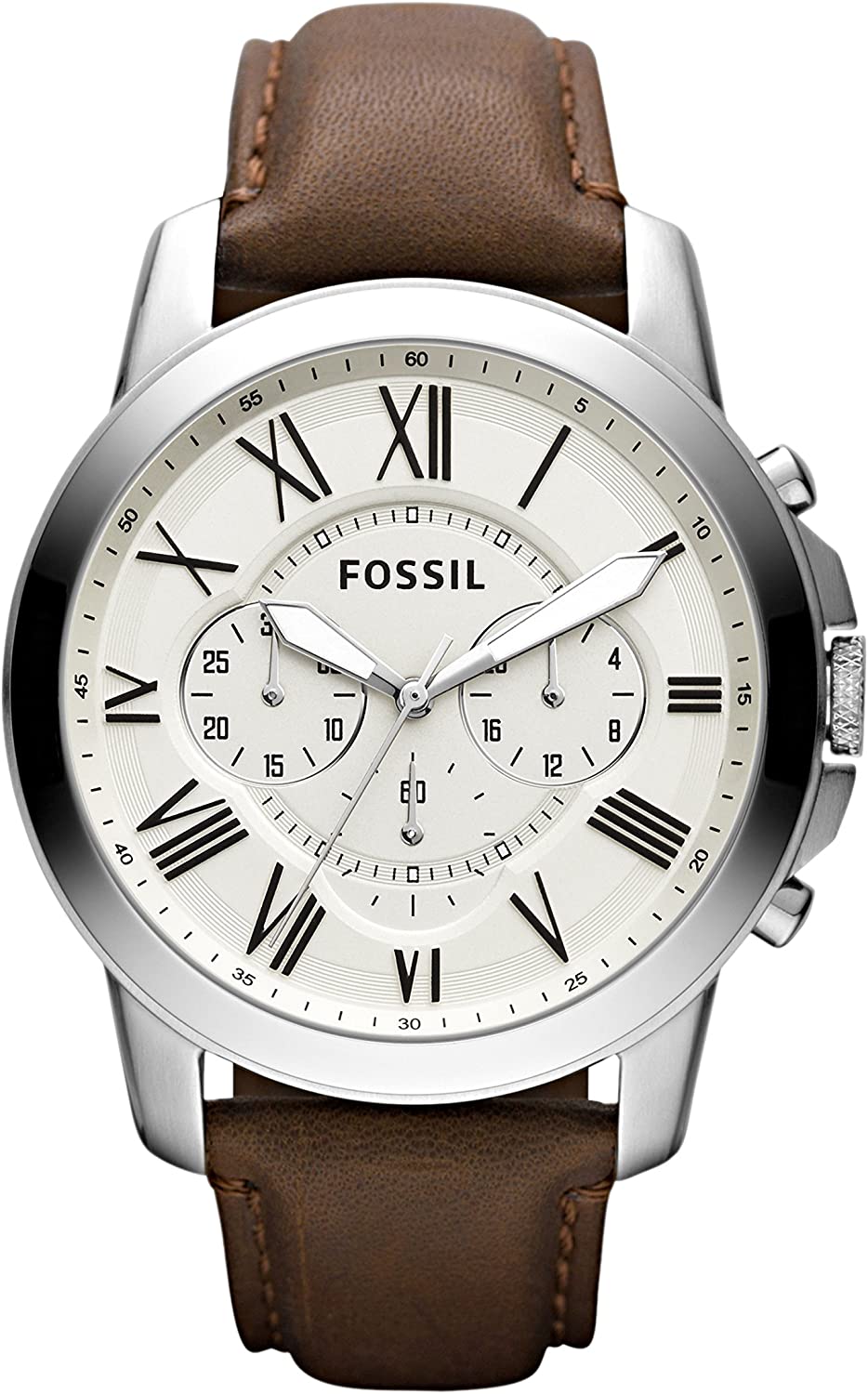 Fossil Men's Grant Stainless Steel and Leather Chronograph Quartz Watch