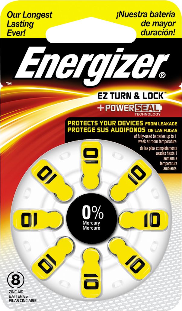 Energizer - 10 Alkaline Zinc-Air Batteries for Most Hearing Aids (8-Pack)