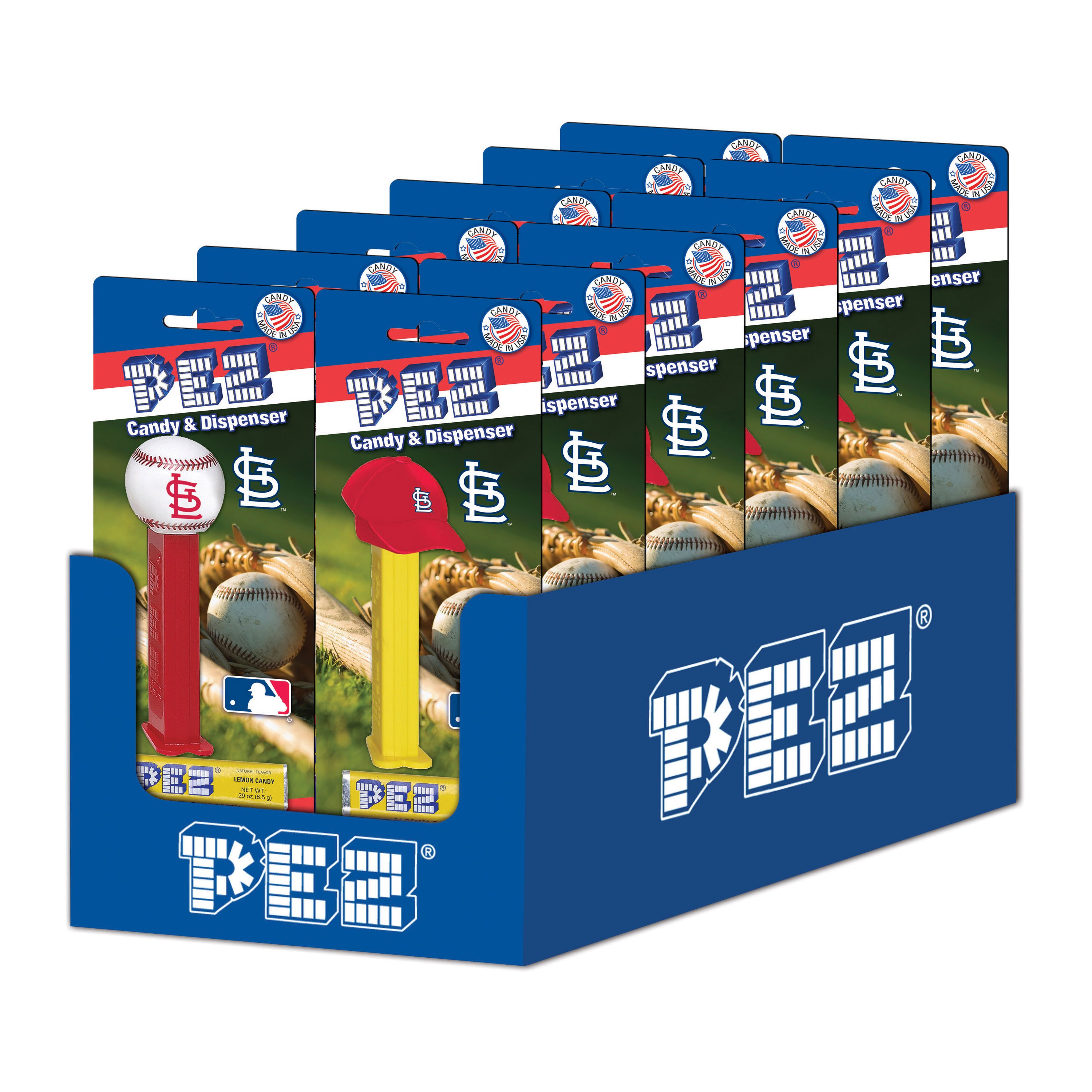 PEZ Candy MLB: St. Louis Cardinals, candy dispenser with 3 rolls of assorted fruit candy, box of 12
