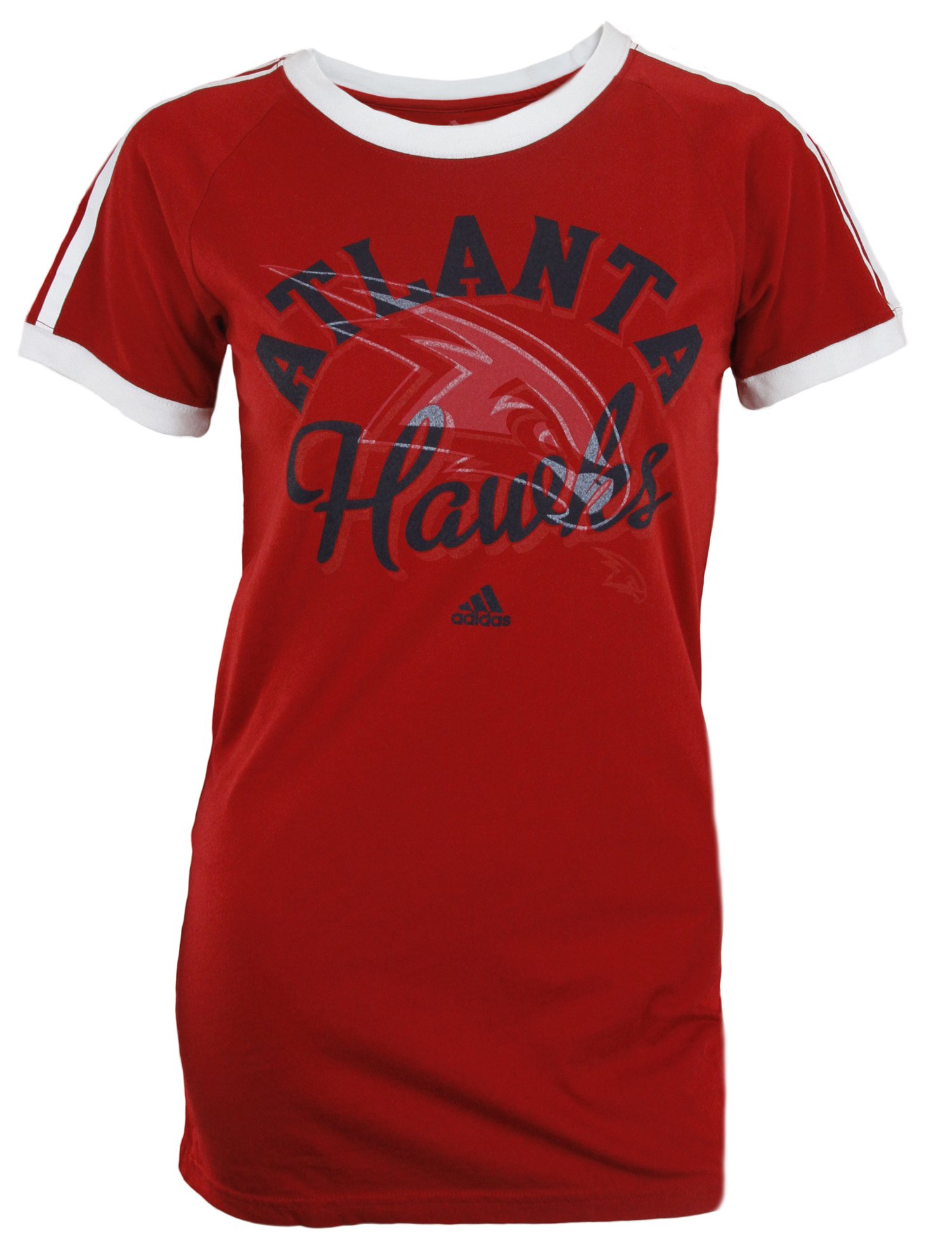 Adidas NBA Basketball Women's Atlanta Hawks Short Sleeve Raglan Tee Shirt - Red