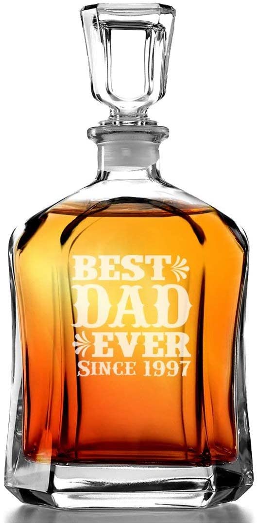 Best Dad Ever Liquor Decanter for Dad, Father's Day, Birthday Christmas Gift Engraved (Customized Personalized)