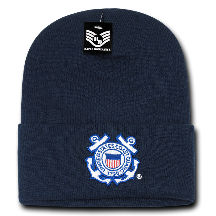 Rapid Dominance US Coast Guard Logo (Navy) - Embroidered US Military Beanies Beany For Men Women Cuffed Long Knit Caps Hats