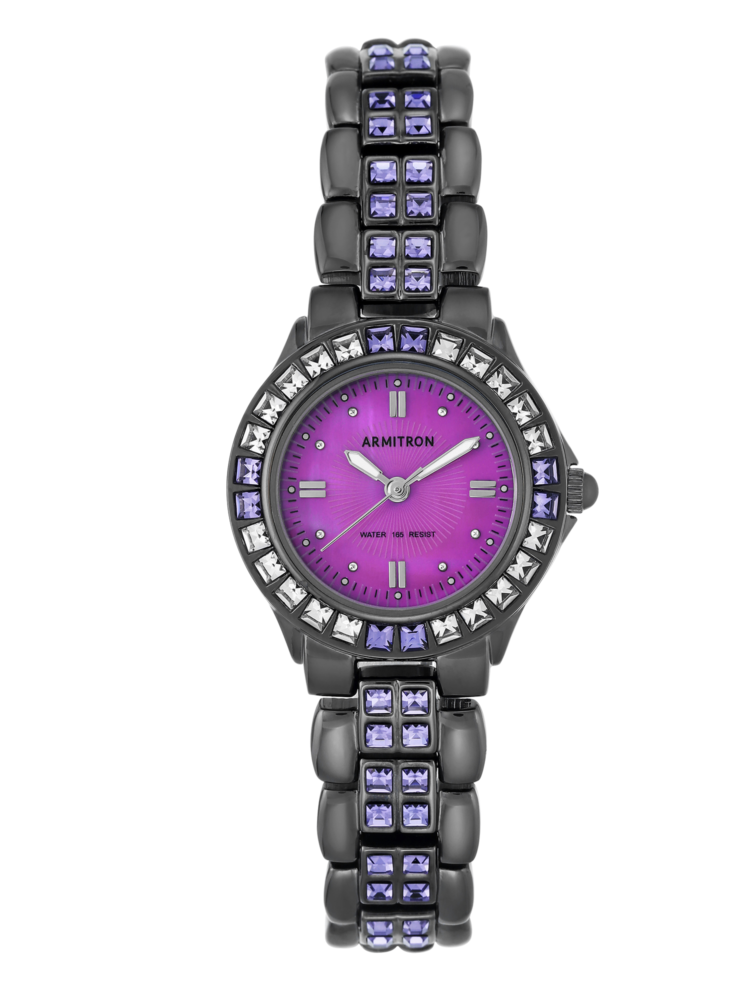 Armitron Women's Swarovski Crystal Accented Watch, Gunmetal/Purple