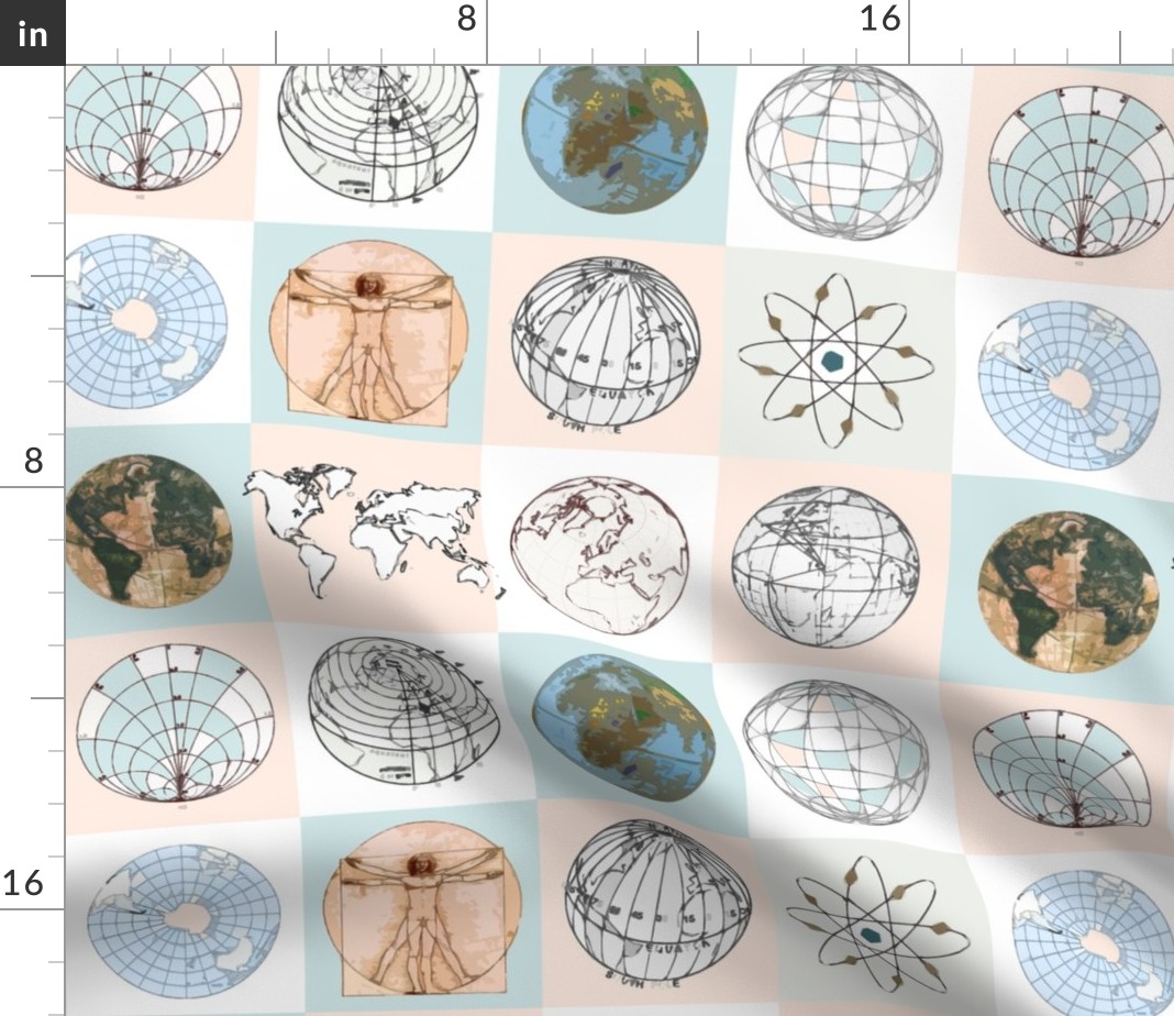 Earth Science Classroom Decor Geology Globe Fabric Printed by Spoonflower BTY