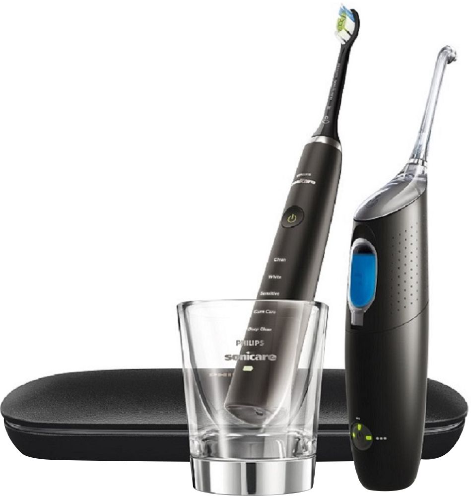 Philips - Sonicare Rechargeable Toothbrush and Oral Irrigator Set - Black