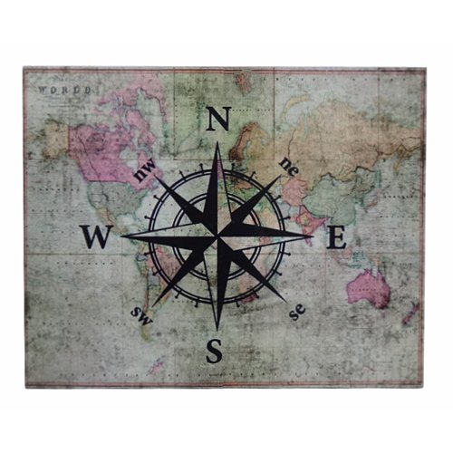 Cheungs 'Map with Compass' Print on Wood
