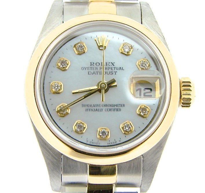 Pre-Owned Ladies Rolex Two-Tone 18K/SS Datejust White MOP Diamond 79163 (SKU K290514MT)