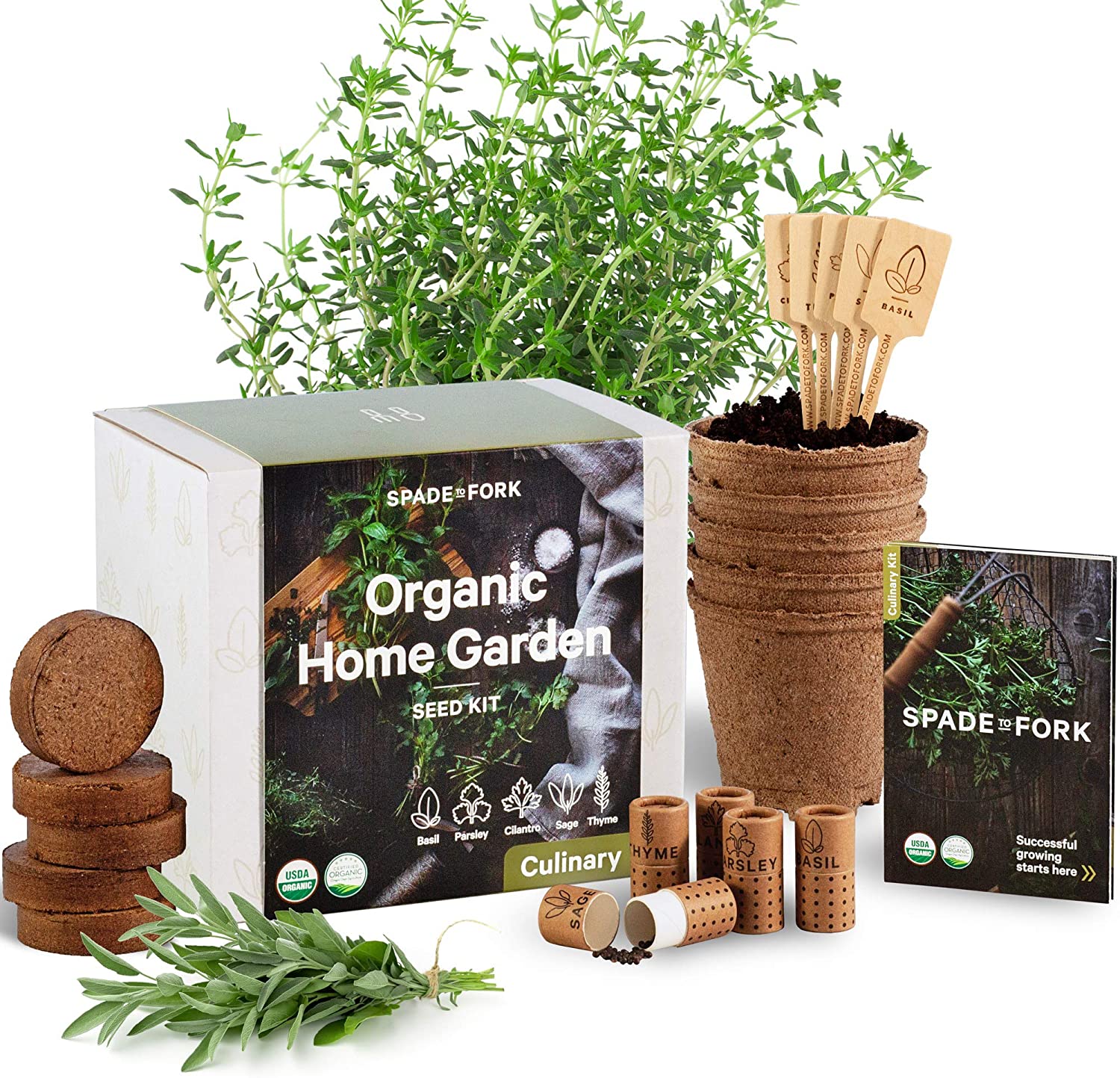 Indoor Herb Garden Starter Kit - Certified 100% USDA Organic Non GMO