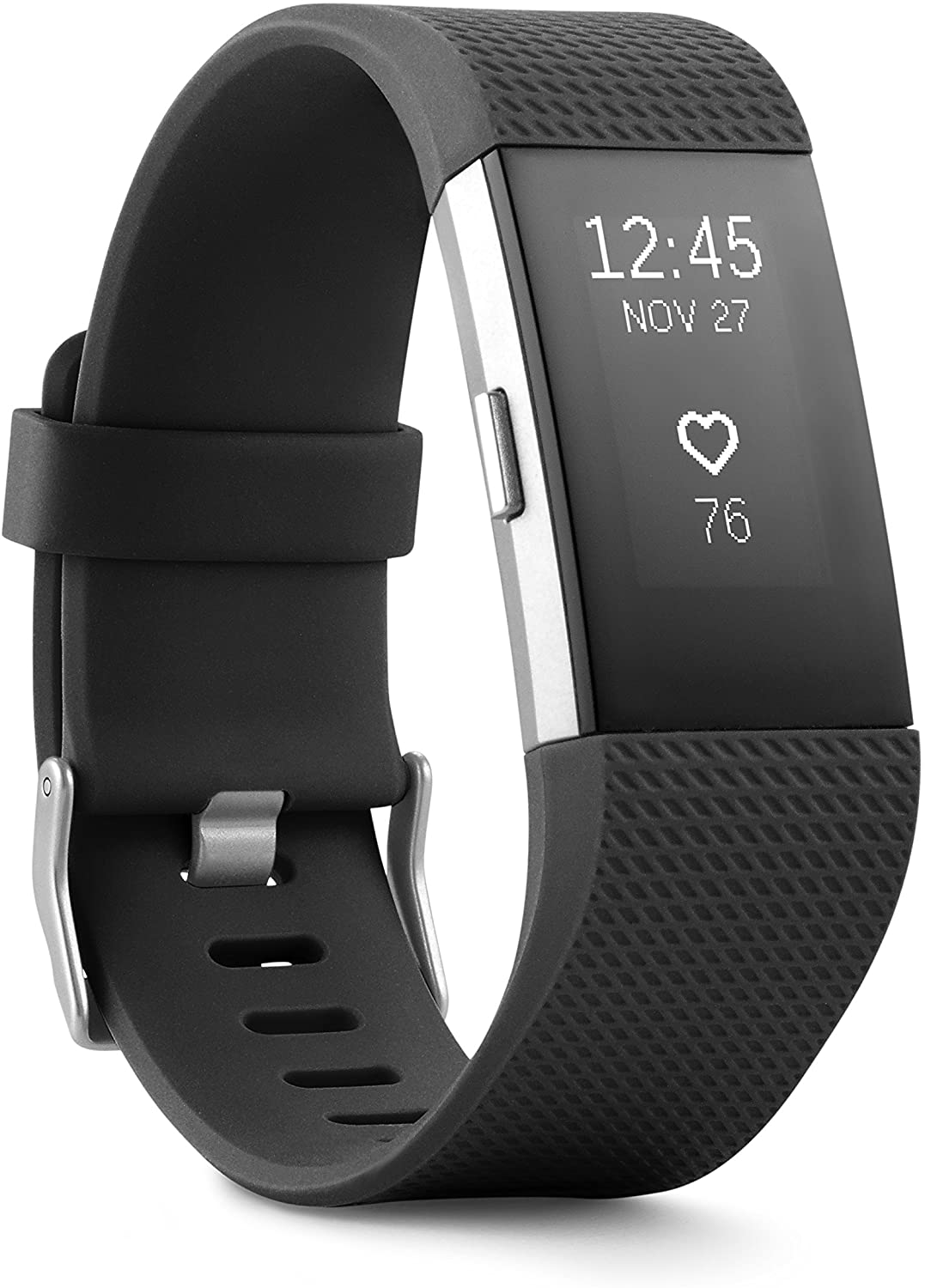 Fitbit Charge 2 Heart Rate + Fitness Wristband, Black, Large (US Version), 