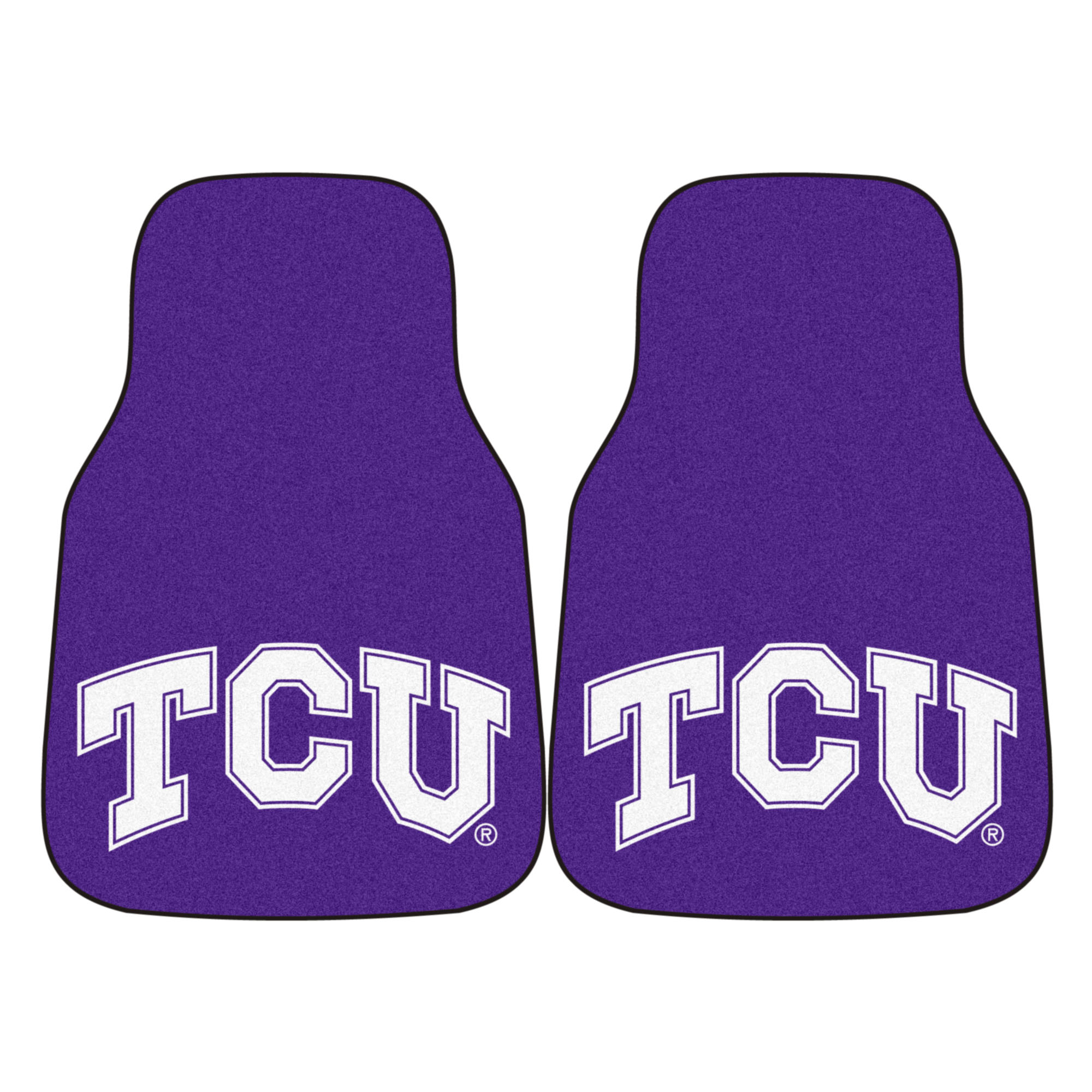 NCAA Texas Christian University Horned Frogs 2-PC Set of Front Carpet Car Mats, Universal Size