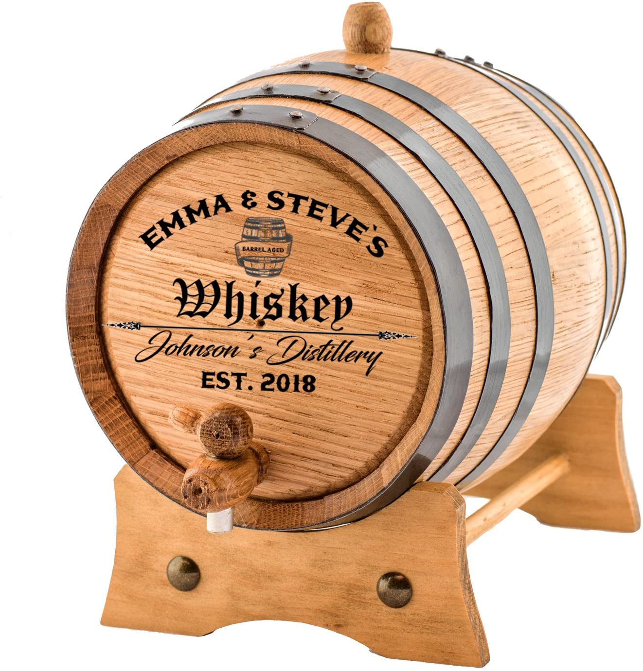 Personalized - Custom Engraved American Premium Oak Aging Barrel - Age your own Whiskey, Beer, Wine, Bourbon, Tequila, Rum, Hot Sauce & More | Barrel Aged (1 Liter)