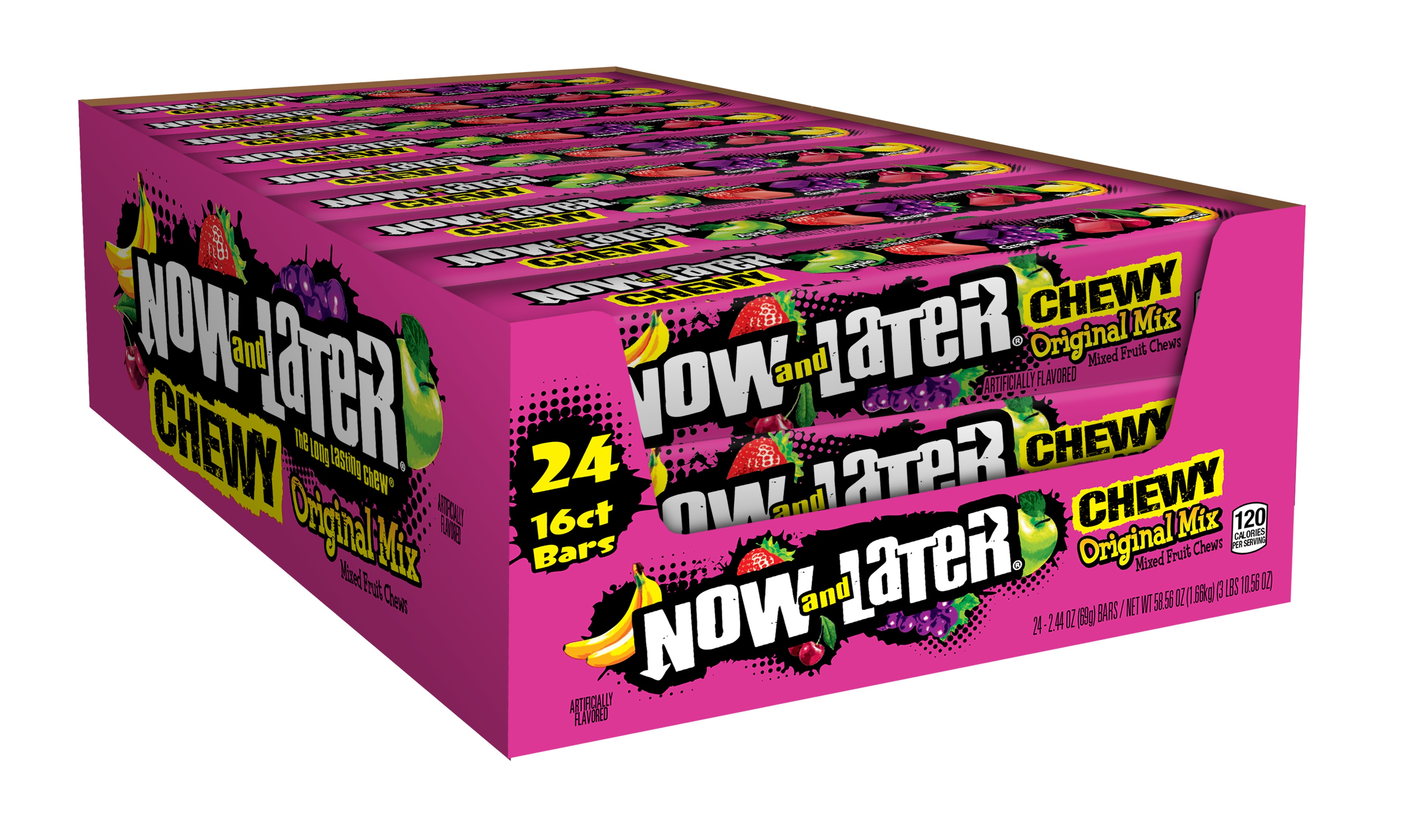 Now and Later, Chewy Mix, Assorted Flavor Standard Bar, 2.44oz (Box of 24)