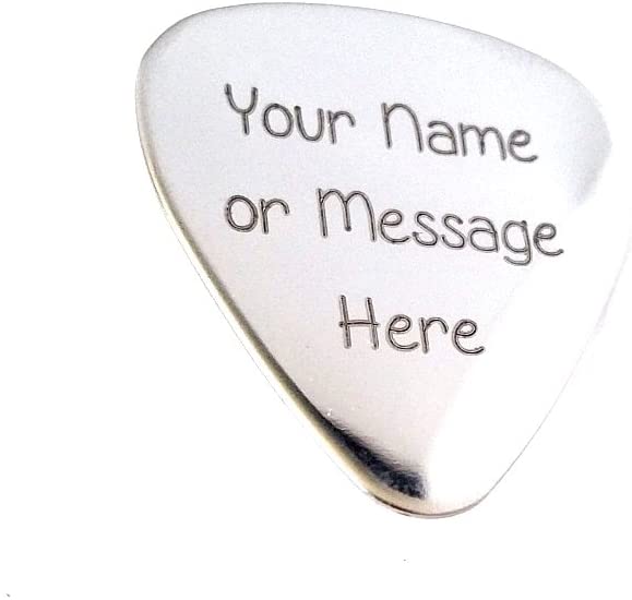 Guitar Pick - Custom Any Message - Personalized Stainless Steel Guitar Pick