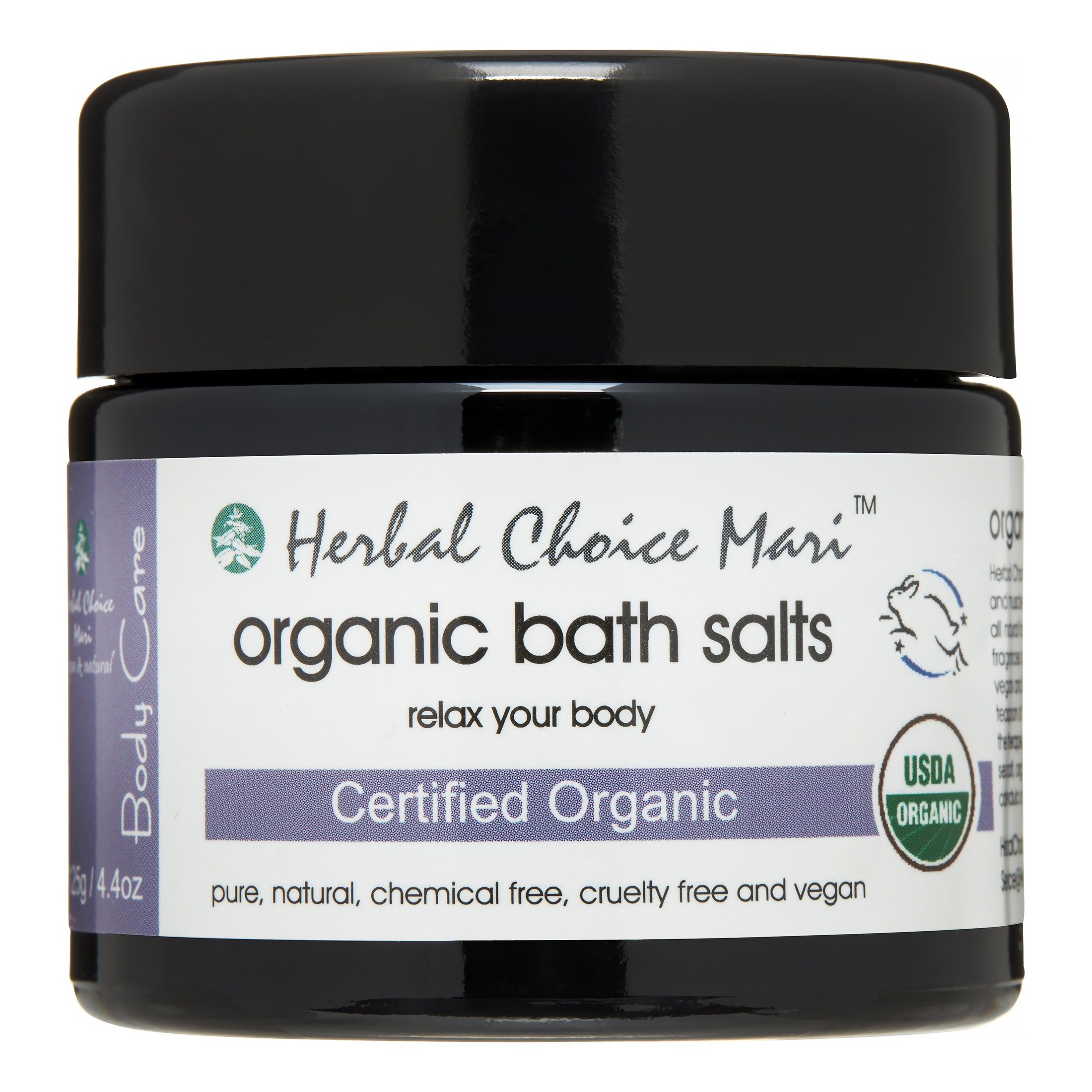 Herbal Choice Mari Organic Bath Salts Relax Your Body 125g/ 4.4oz Glass Jar
