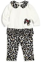 Hartstrings Infant Girls 2 Piece Velour Animal Print Shirt and Pant Set (6-9 Months)