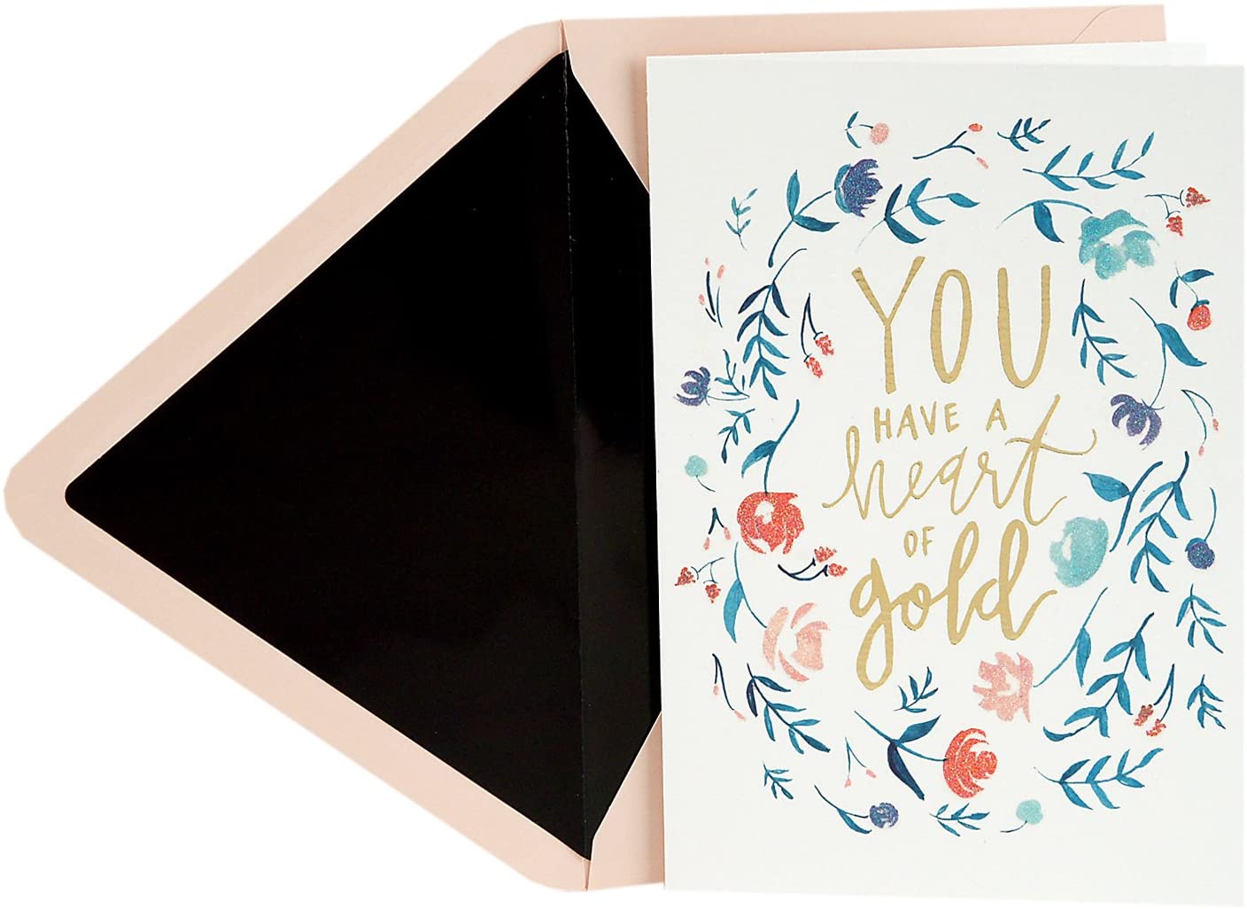 Signature Thank You Greeting Card (Heart of Gold Floral Wreath)