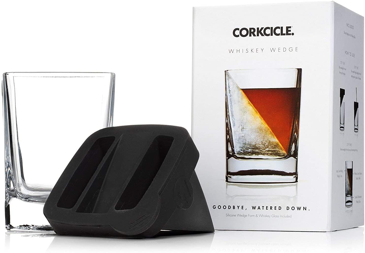 Corkcicle Whiskey Wedge (1 Double Old Fashioned Glass + 1 Silicone Ice Form)