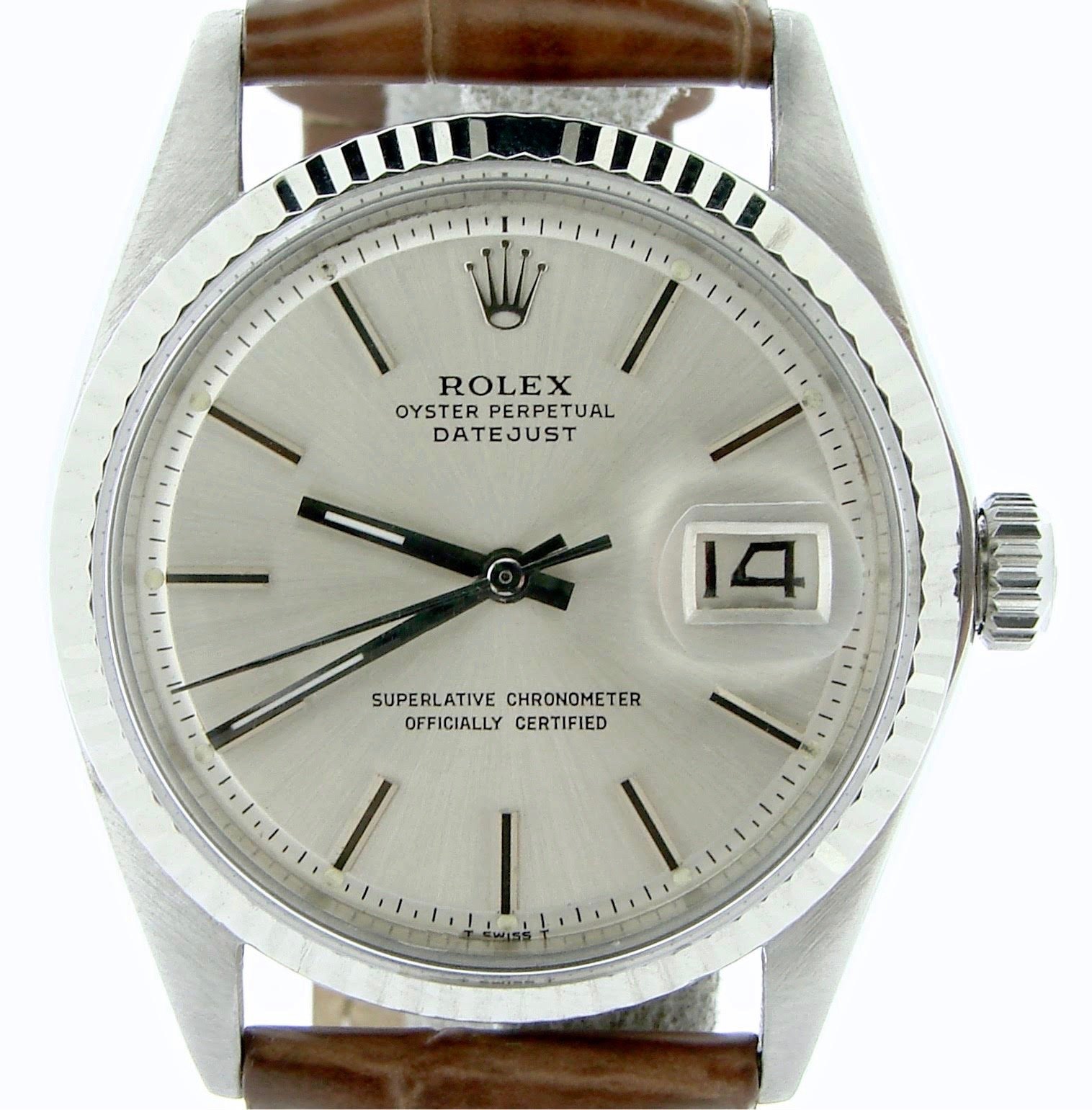 Preowned Customized Rolex Mens Datejust 1601 Stainless Steel Watch (Certified Authentic/Warranty)