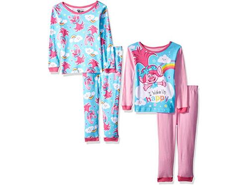 DreamWorks Baby Girls Trolls 4-Piece Cotton Pajama, Happy Days, Size 18 Months