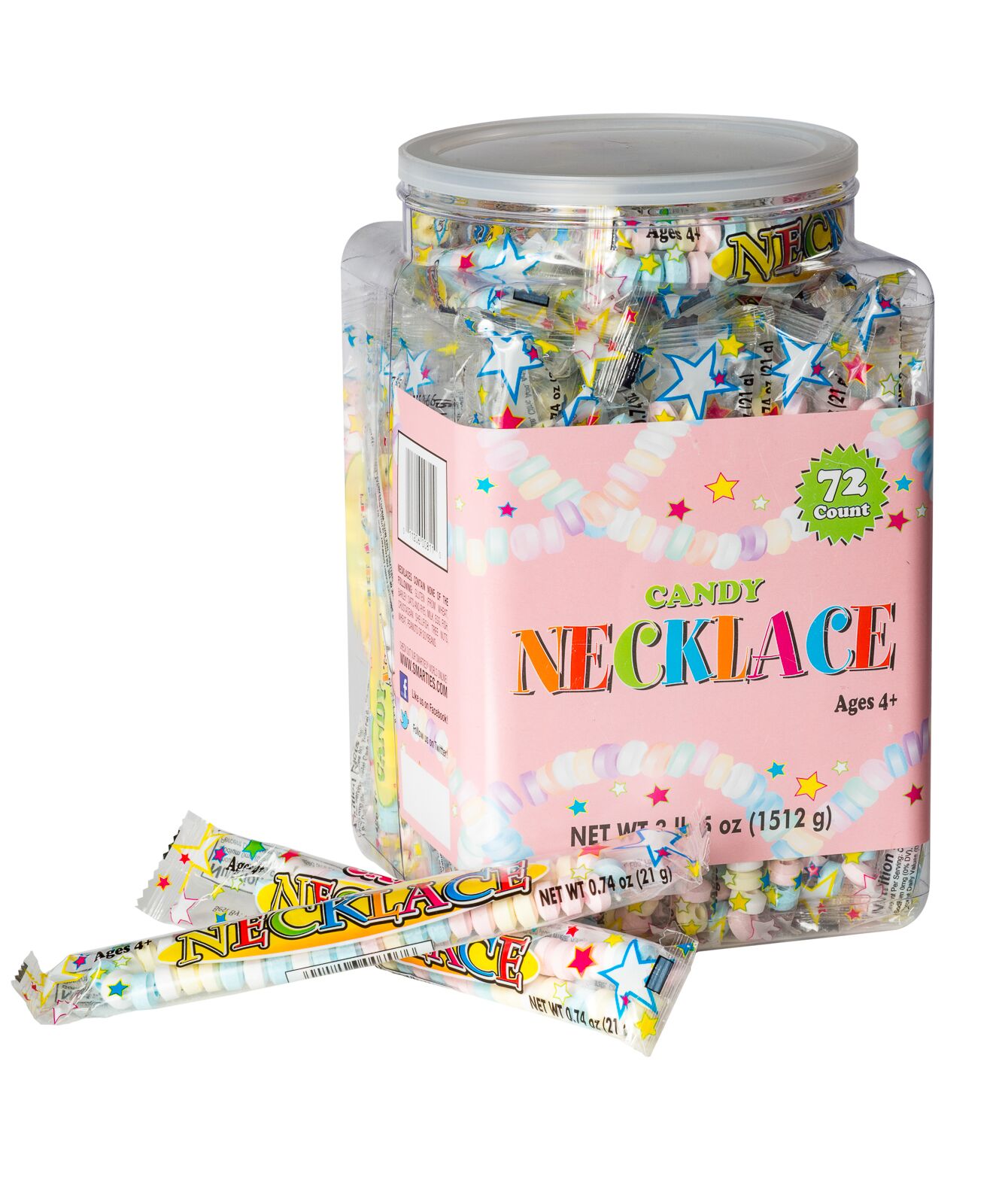 Smarties Candy Necklace, 2 Lb, 72 Ct
