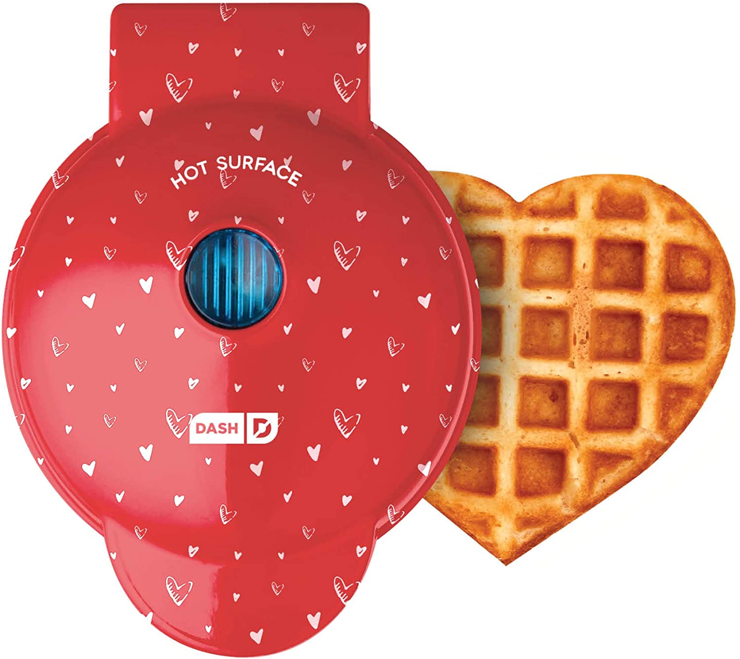 Dash DMWH100HP Machine for Individual, Paninis, Hash Browns, & other Mini waffle maker, 4 inch, Red Love Heart