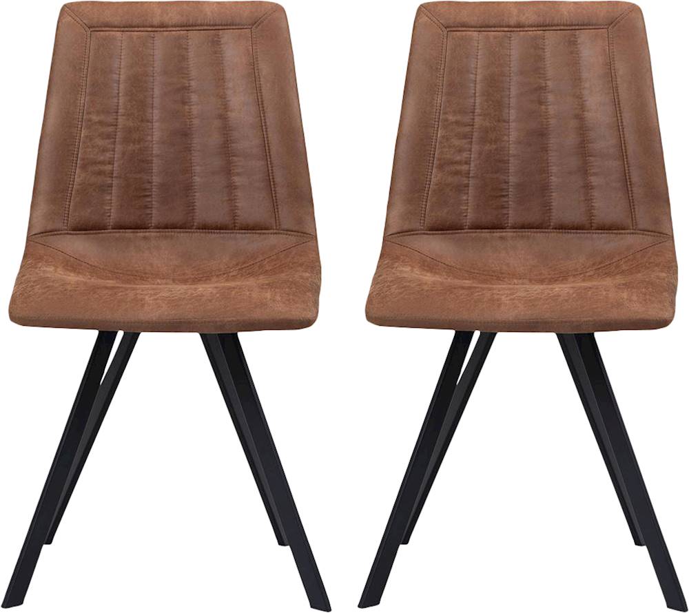 Simpli Home - Ryland Mid-Century Modern Metal, Plywood & Faux Leather Dining Chairs (Set of 2) - Distressed Tan