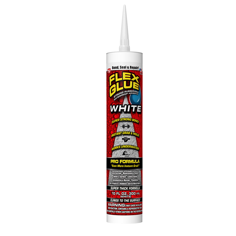 Flex Glue® White 10 OZ Strong Rubberized Waterproof Adhesive Pro Formula