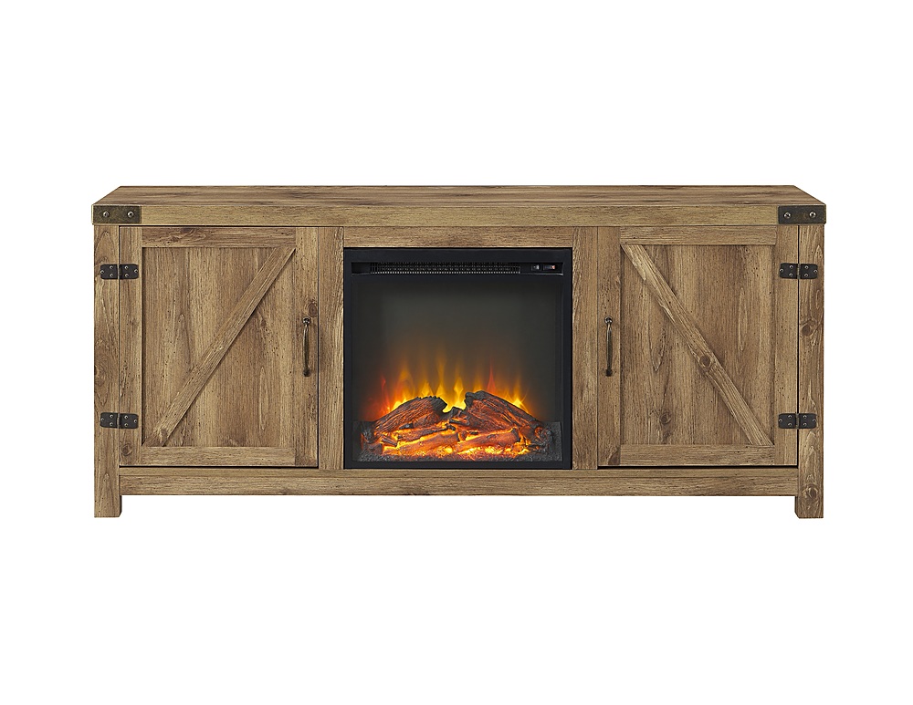 Walker Edison - Rustic Barndoor Fireplace TV Console for Most TVs Up to 65