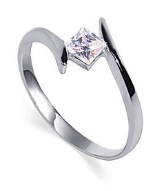 Gem Avenue 925 Sterling Silver Cubic Zirconia Solitaire Promise Ring