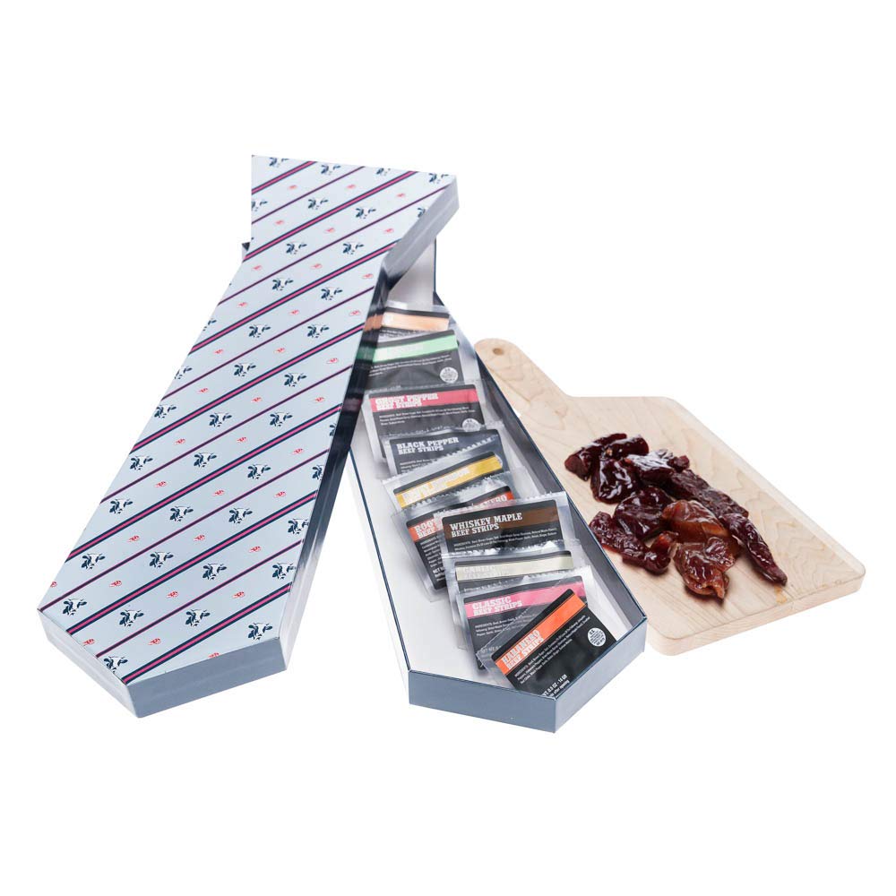 Man Crates Jerky Tie – Fun Gift For Men – Includes 10 Delicious Beef Jerky Flavors – In A Delightfully Surprising Tie-Shaped Box