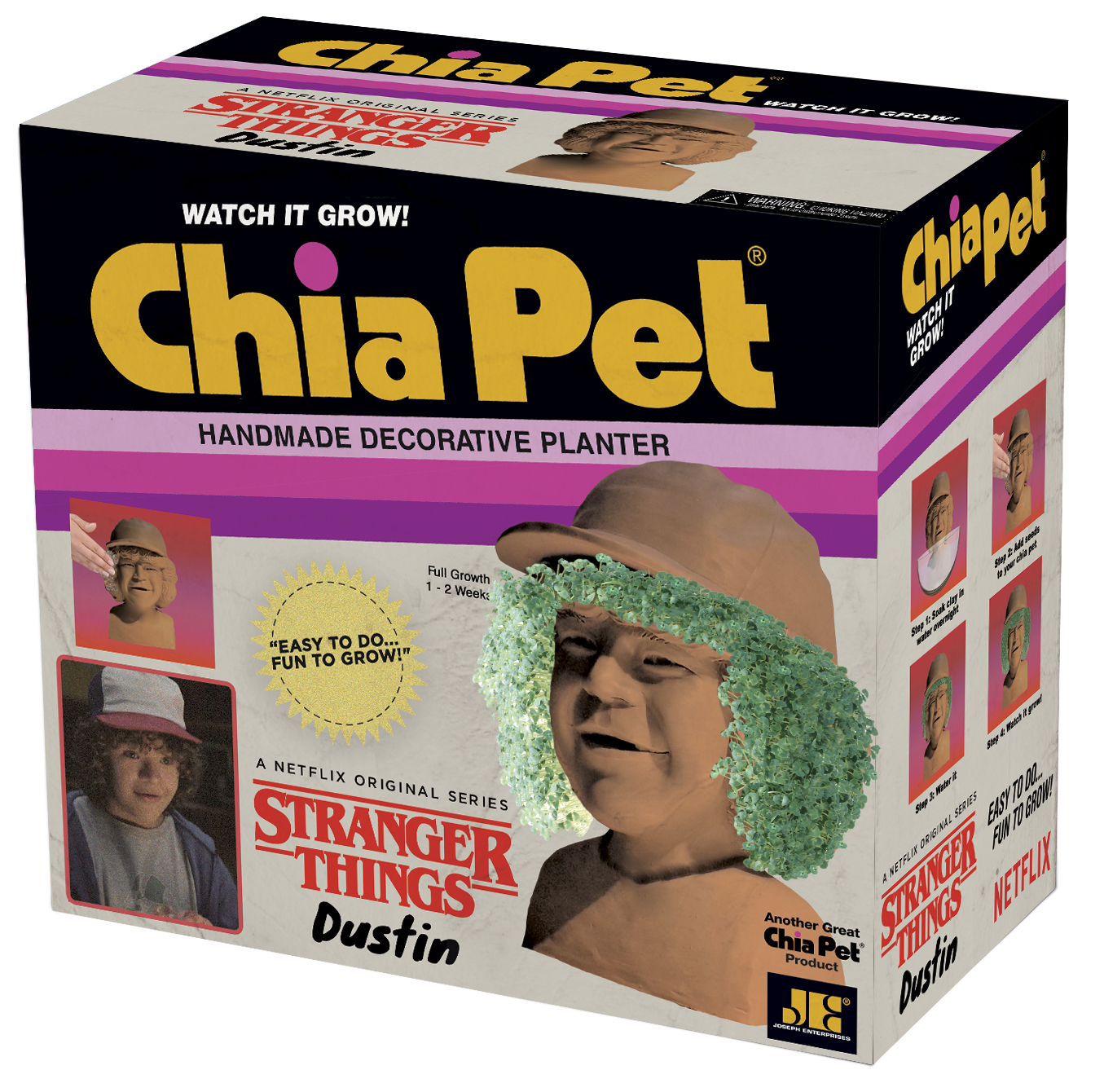 Chia Pet Dustin from Stranger Things Decorative Pottery Planter, Easy to Do and Fun to Grow, Novelty Gift As Seen on TV
