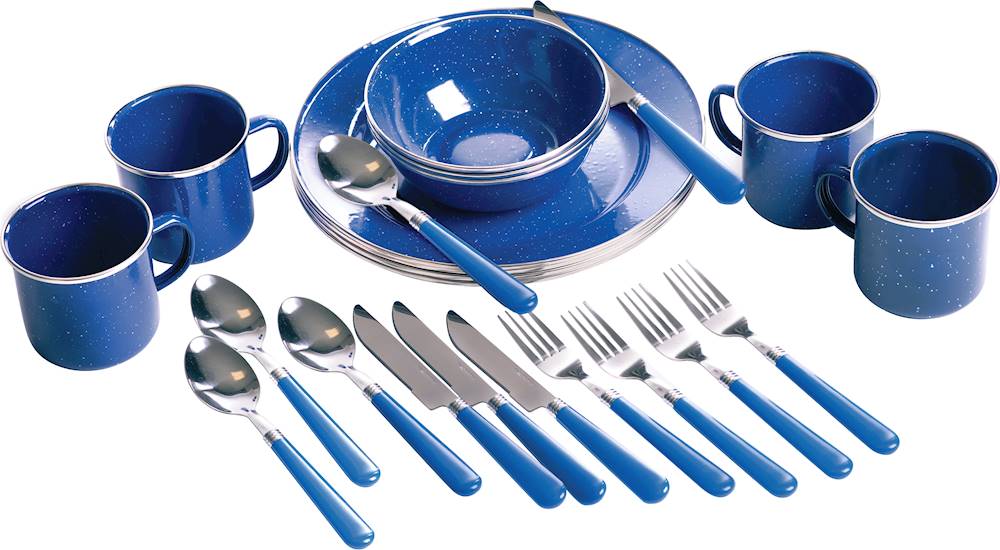 Stansport - 24-Piece Enamel Tableware Set - Blue