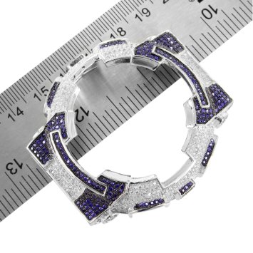 DW6900 14k White Gold Finish Blue & White Lab Created Cubic Zirconia Iced G Shock Watch Bezel