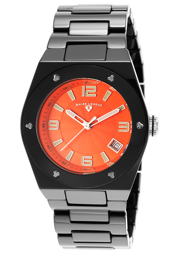 10054-Bkotsa Ceramic Throttle Lady 3H Black Ceramic Orange Textured Dial Ceramic Watch