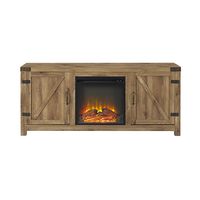 Walker Edison - Rustic Barndoor Fireplace TV Console for Most TVs Up to 65