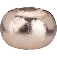 Simpli Home - Charlize Round Contemporary Faux Leather Ottoman - Gold
