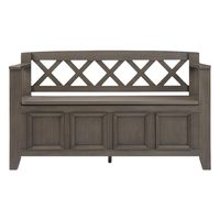 Simpli Home - Amherst Transitional MDF and Plywood Storage Bench with Backrest - Farmhouse Gray